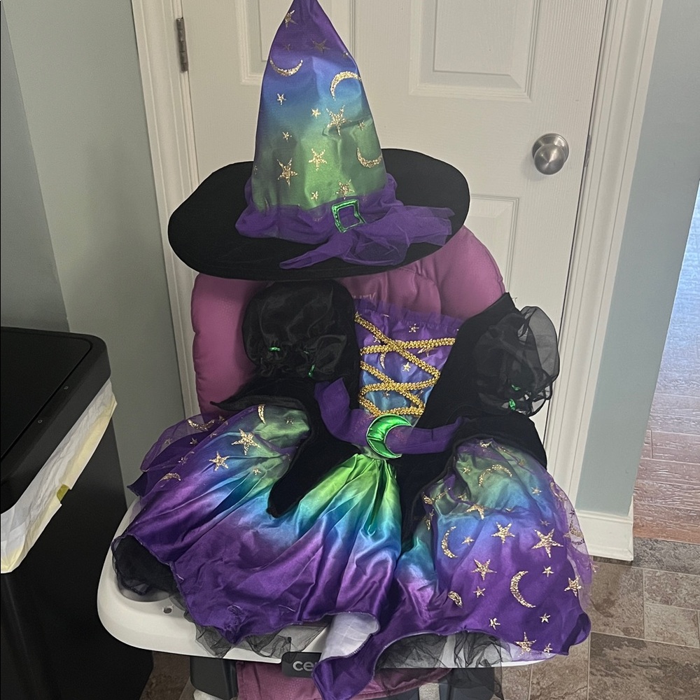 Enchanting Purple and Green Witch Costume for Kids 2-3t